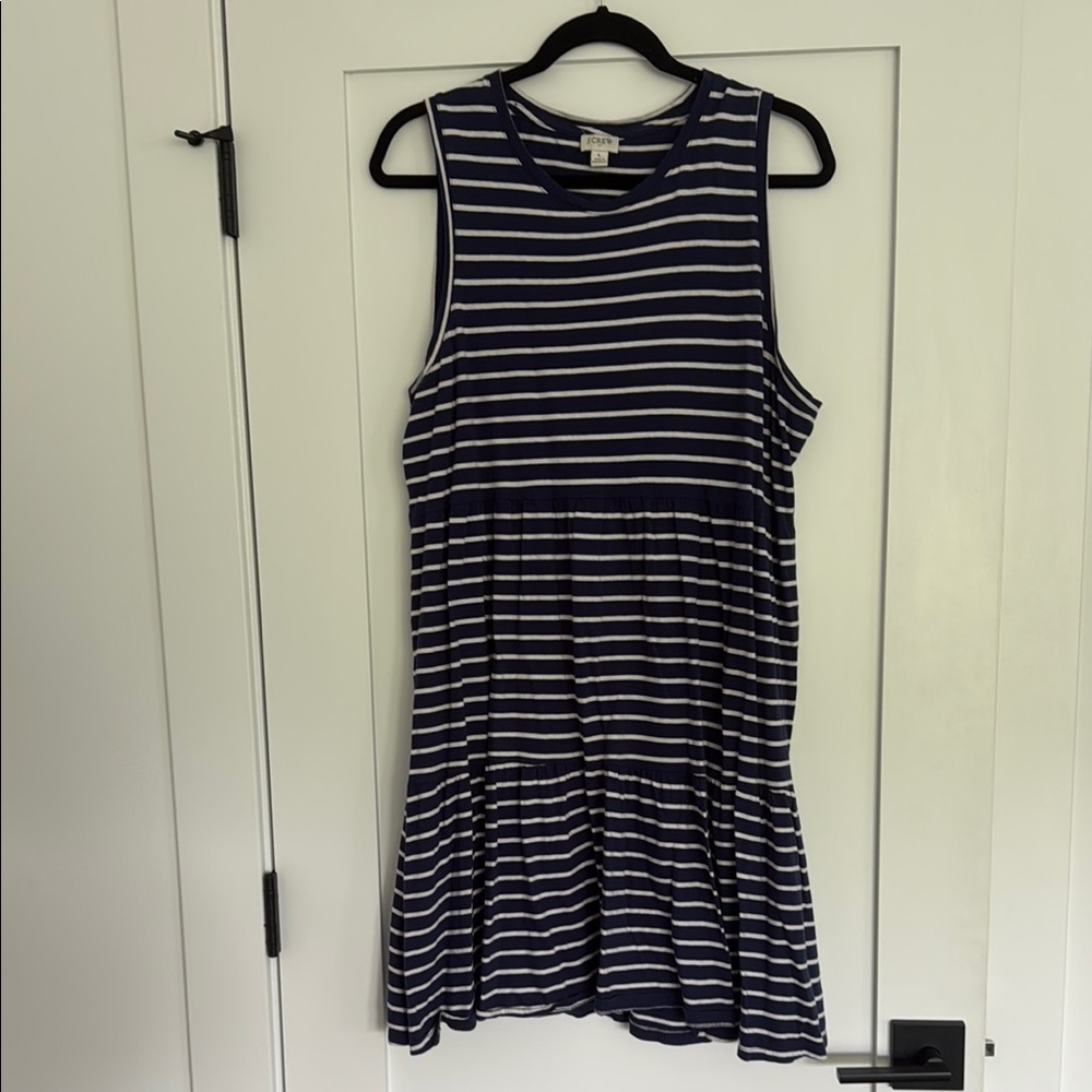 J. Crew Classic Navy and White Striped Sleeveless Dress